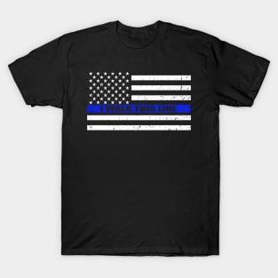 I Walk This Line Thin Blue Line American Flag T-Shirt